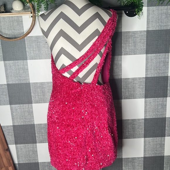 Hot Pink Sequined Dress - Picture 3 of 6